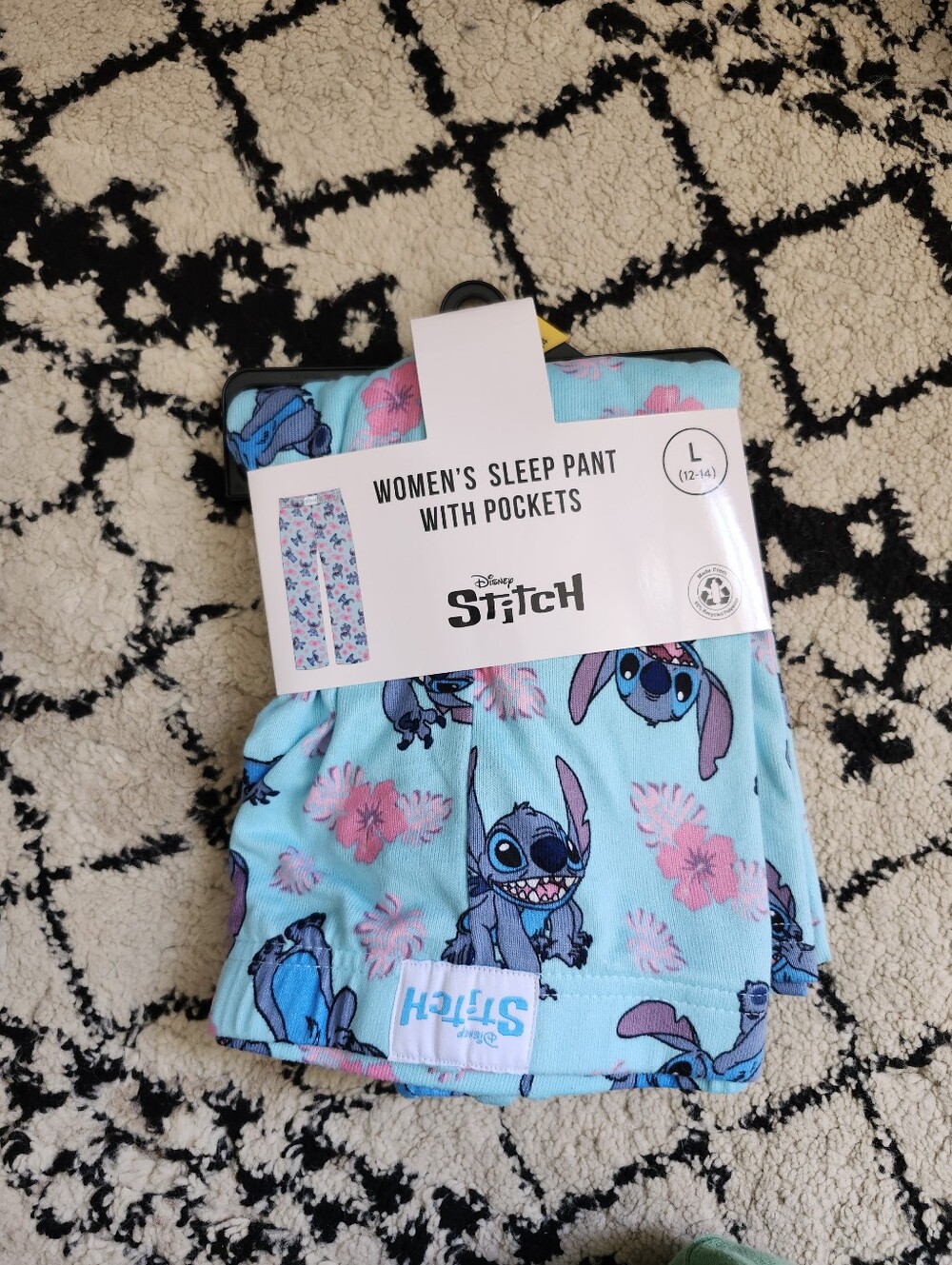 Disney Stitch Light Blue Floral Women's Sleep Pants with Pockets